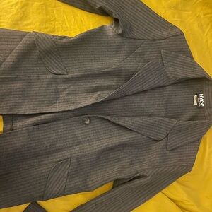 Elegant Gray Pinstripe Women's Blazer